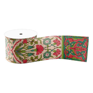 rood en groen Arabisch bloemenpatroon Grosgrain Lint