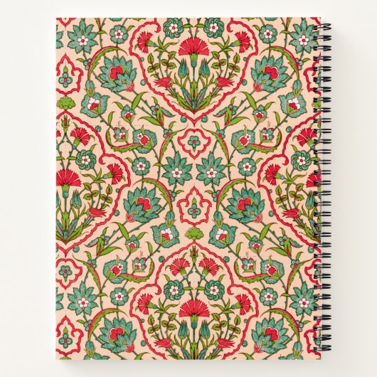  rood en groen Arabisch bloemenpatroon Notitieboek (Achterkant)