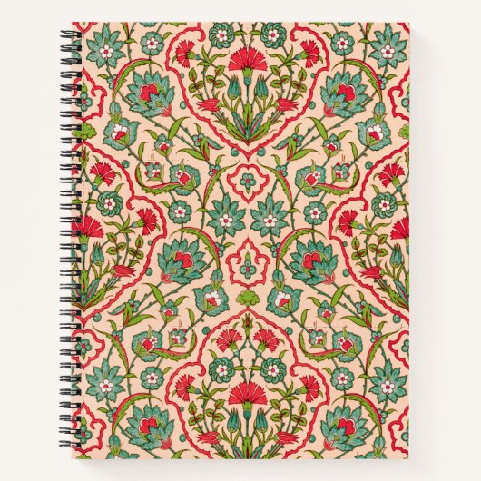  rood en groen Arabisch bloemenpatroon Notitieboek (Voorkant)