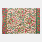  rood en groen Arabisch bloemenpatroon Theedoek (Horizontaal)