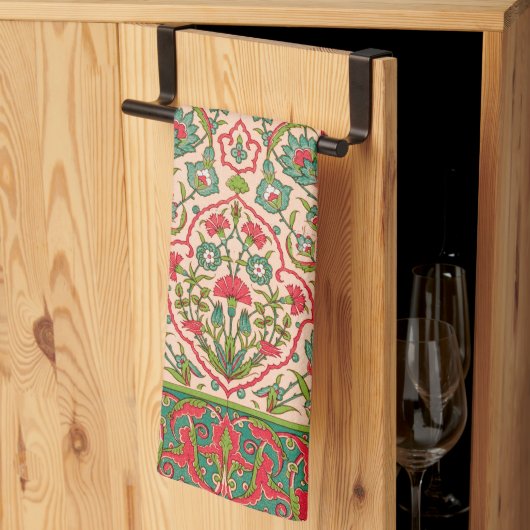  rood en groen Arabisch bloemenpatroon Theedoek (Derde Gevouwen)