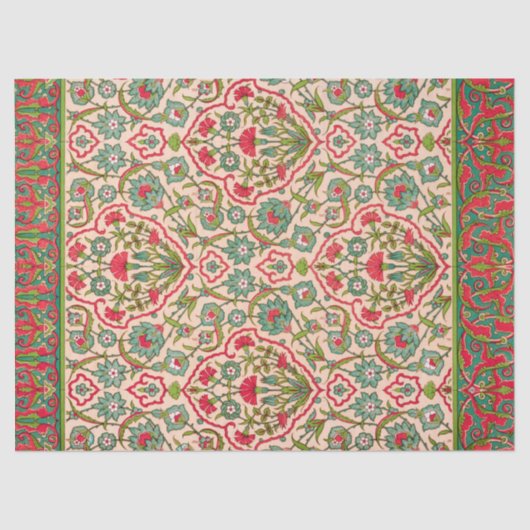 rood en groen Arabisch bloemenpatroon Tissuepapier (Voorkant)