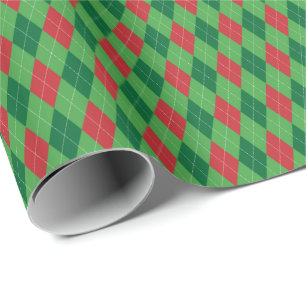 Rood en groen Argyle-cadeaupapier Cadeaupapier