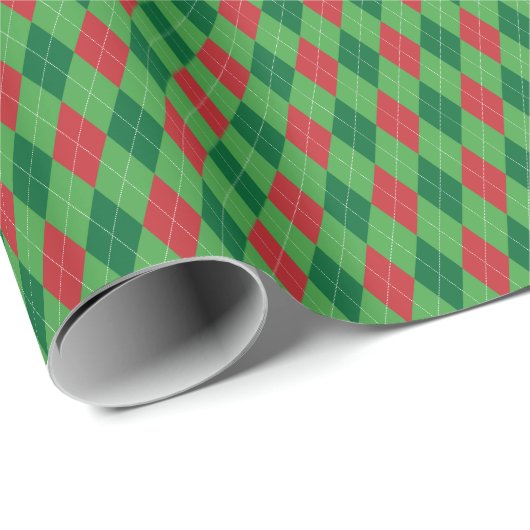 Rood en groen Argyle-cadeaupapier Cadeaupapier (Rol Hoek)
