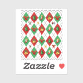 Rood en Groen Argyle Patroon Kerstmis Sticker (Vel)