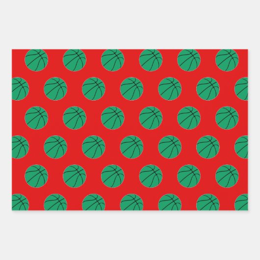 Rood- en Groen Basketball en kerstkerstkerstmis Inpakpapier Vel (Voorkant 3)