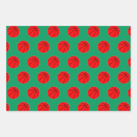 Rood- en Groen Basketball en kerstkerstkerstmis Inpakpapier Vel (Voorkant 2)
