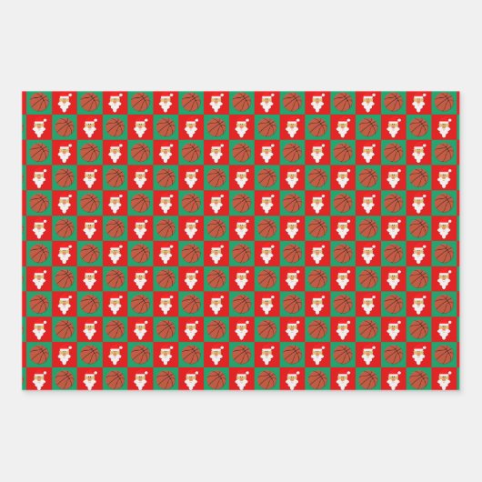 Rood- en Groen Basketball en kerstkerstkerstmis Inpakpapier Vel (Voorkant)