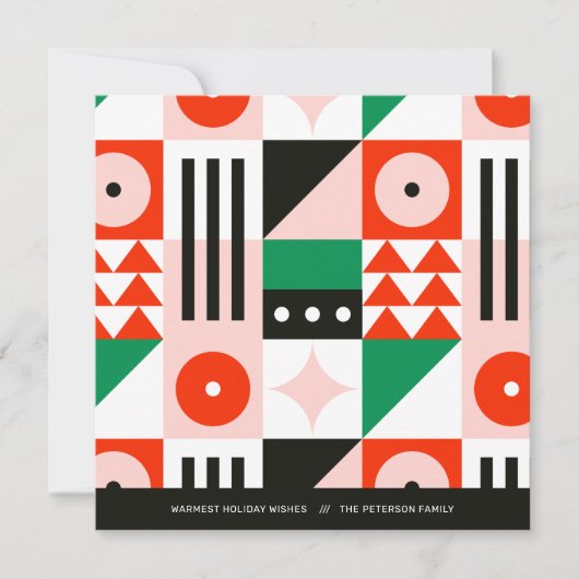 Rood en Groen Bauhaus Patroon Modern Feestdagenkaart (Voorkant)