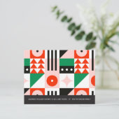 Rood en Groen Bauhaus Patroon Modern Feestdagenkaart (Staand voorkant)