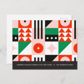 Rood en Groen Bauhaus Patroon Modern Feestdagenkaart (Voorkant / Achterkant)