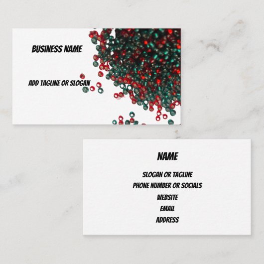 Rood en Groen Bead Collectie Custom Visitekaartje (Voorkant / Achterkant)