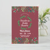 Rood en Groen Bloemen Kerst Baby shower Kaart (Staand voorkant)