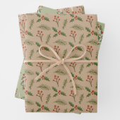Rood en groen botanische bessen Gift Wrap Inpakpapier Vel (In situ)