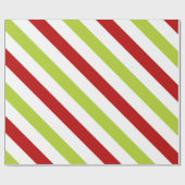Rood en Groen Breed Diagonaal Streeppatroon Cadeaupapier (Vlak)