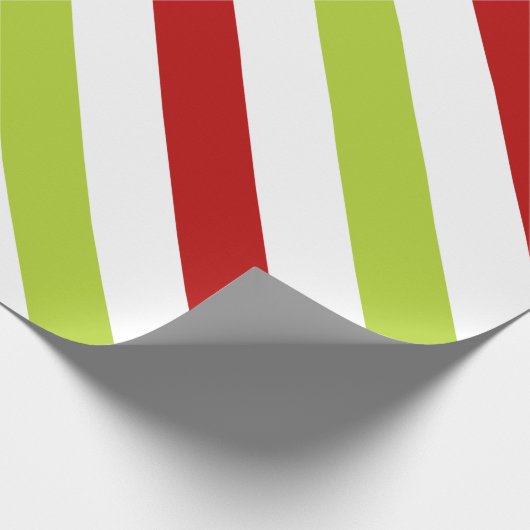 Rood en Groen Breed Diagonaal Streeppatroon Cadeaupapier (Hoek)