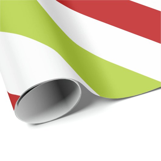 Rood en Groen Breed Diagonaal Streeppatroon Cadeaupapier (Rol Hoek)