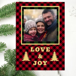 Rood en groen buffelruitpatroon aangepaste foto li feestdagen kaart
