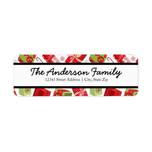 Rood en groen cadeautje - Retouradreslabels Etiket (Voorkant)