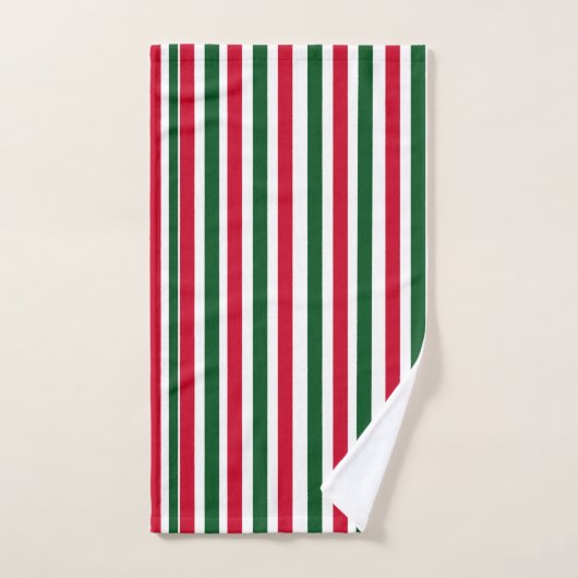 Rood en Groen Candy Cane Christmas Stripes Bad Handdoek (Handdoek)