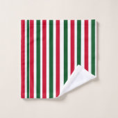 Rood en Groen Candy Cane Christmas Stripes Bad Handdoek (Wasdoekje)