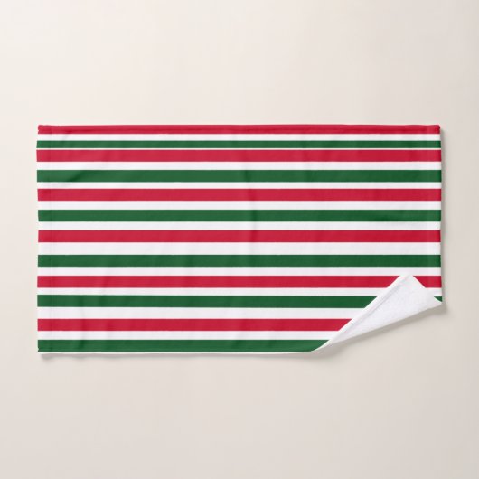 Rood en Groen Candy Cane Christmas Stripes Bad Handdoek (Handdoek)
