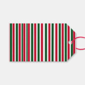 Rood en Groen Candy Cane Christmas Stripes Cadeaulabel (Voorkant (Horizontaal))