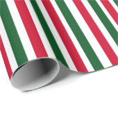 Rood en Groen Candy Cane Christmas Stripes Cadeaupapier (Rol Hoek)