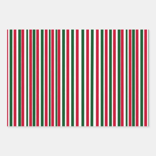 Rood en Groen Candy Cane Christmas Stripes Inpakpapier Vel (Voorkant 3)
