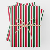 Rood en Groen Candy Cane Christmas Stripes Inpakpapier Vel (In situ)