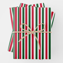 Rood en Groen Candy Cane Christmas Stripes Inpakpapier Vel