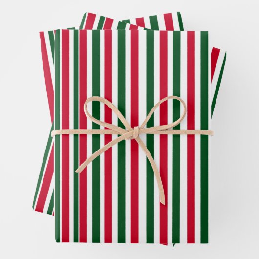 Rood en Groen Candy Cane Christmas Stripes Inpakpapier Vel (In situ)