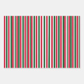 Rood en Groen Candy Cane Christmas Stripes Inpakpapier Vel (Voorkant)