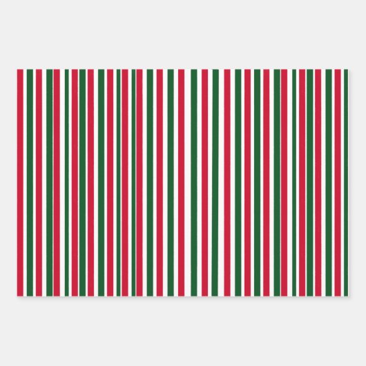 Rood en Groen Candy Cane Christmas Stripes Inpakpapier Vel (Voorkant)