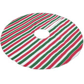 Rood en Groen Candy Cane Christmas Stripes Kerstboom Rok (Gekanteld)
