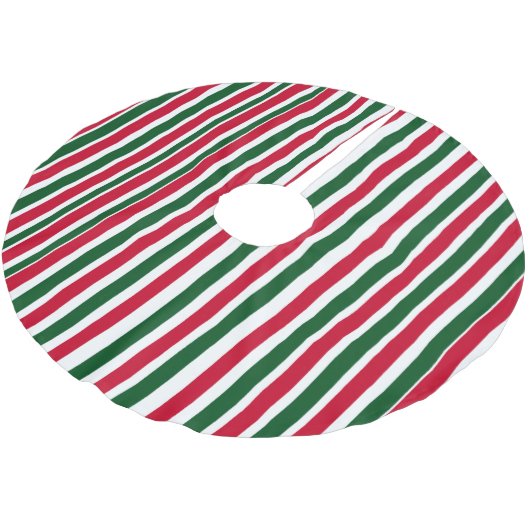 Rood en Groen Candy Cane Christmas Stripes Kerstboom Rok (Gekanteld)