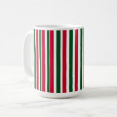 Rood en Groen Candy Cane Christmas Stripes Koffiemok (Voorkant links)