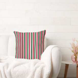 Rood en Groen Candy Cane Christmas Stripes Kussen
