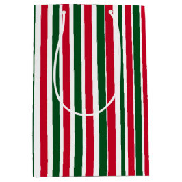Rood en Groen Candy Cane Christmas Stripes Medium Cadeauzakje