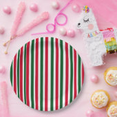 Rood en Groen Candy Cane Christmas Stripes Papieren Bordje (Feest)