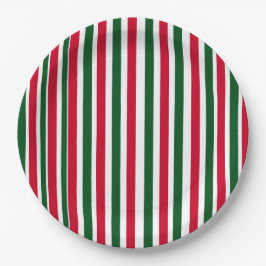 Rood en Groen Candy Cane Christmas Stripes Papieren Bordje