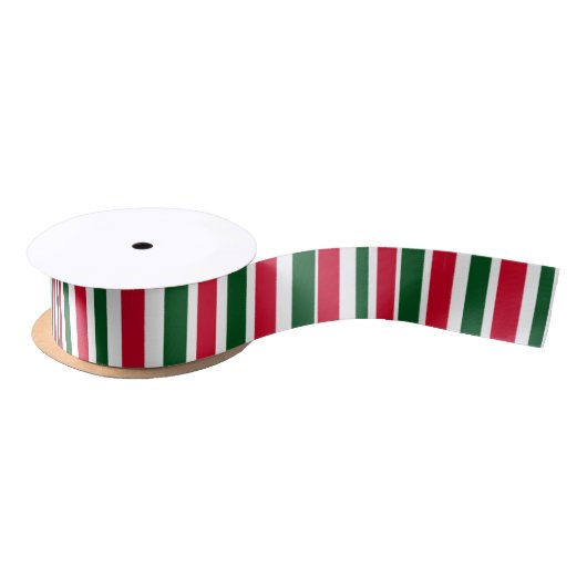 Rood en Groen Candy Cane Christmas Stripes Satijnen Lint (Spoel)