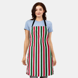 Rood en Groen Candy Cane Christmas Stripes Schort