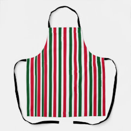Rood en Groen Candy Cane Christmas Stripes Schort
