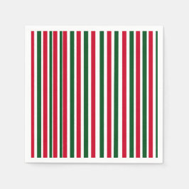 Rood en Groen Candy Cane Christmas Stripes Servet