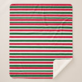 Rood en Groen Candy Cane Christmas Stripes Sherpa Deken (Voorkant)