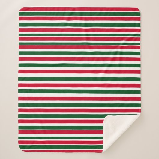 Rood en Groen Candy Cane Christmas Stripes Sherpa Deken (Voorkant)