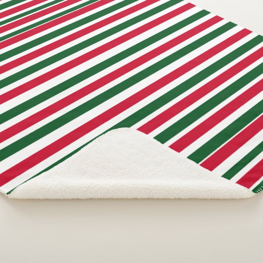 Rood en Groen Candy Cane Christmas Stripes Sherpa Deken (3/4)