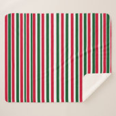 Rood en Groen Candy Cane Christmas Stripes Sherpa Deken (Voorkant (horizontaal))