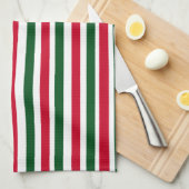 Rood en Groen Candy Cane Christmas Stripes Theedoek (Quarter Fold)